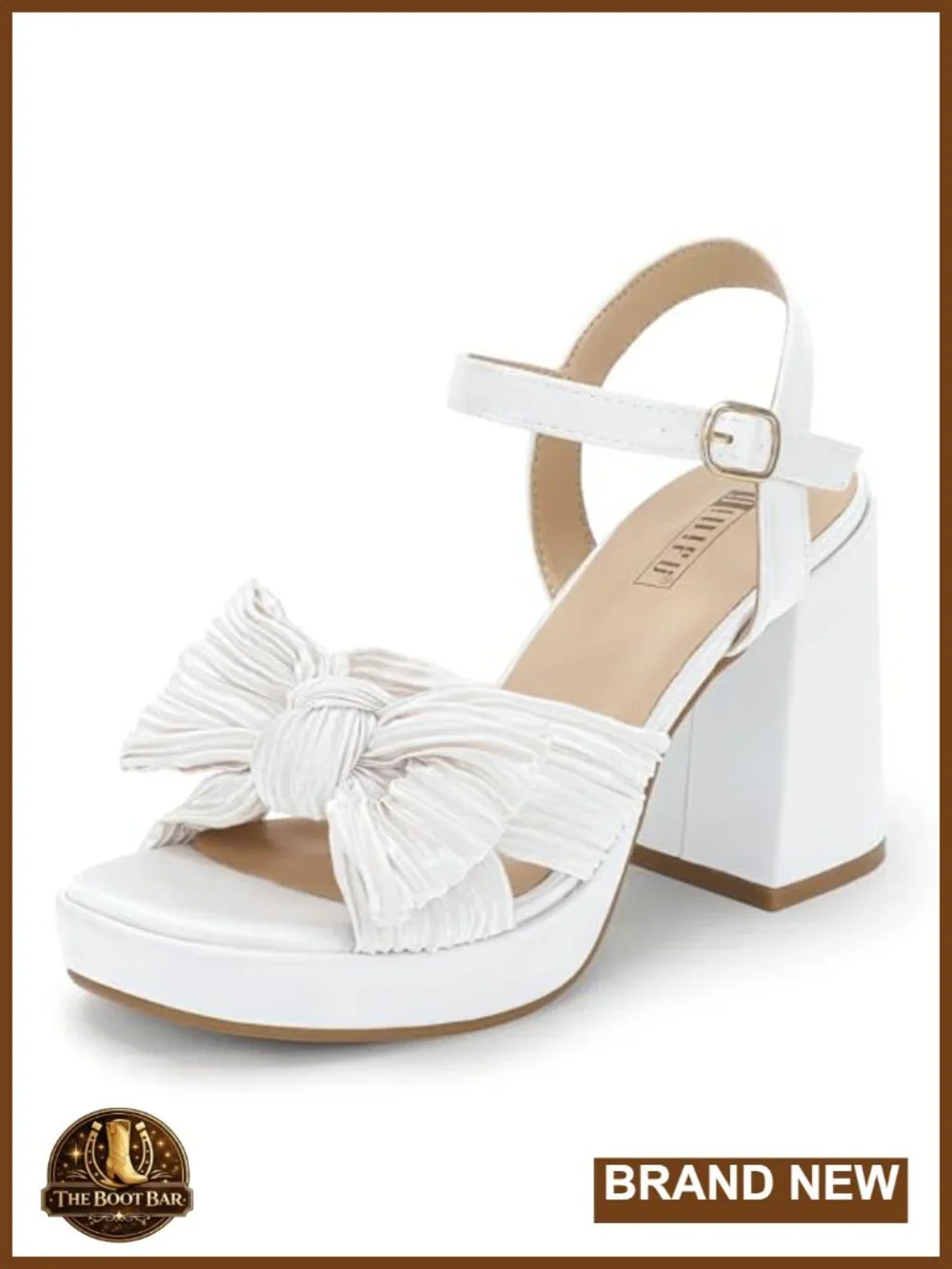 IDIFU Platform Chunky Block High Bow Heels Square Open Toe Heeled Sandals